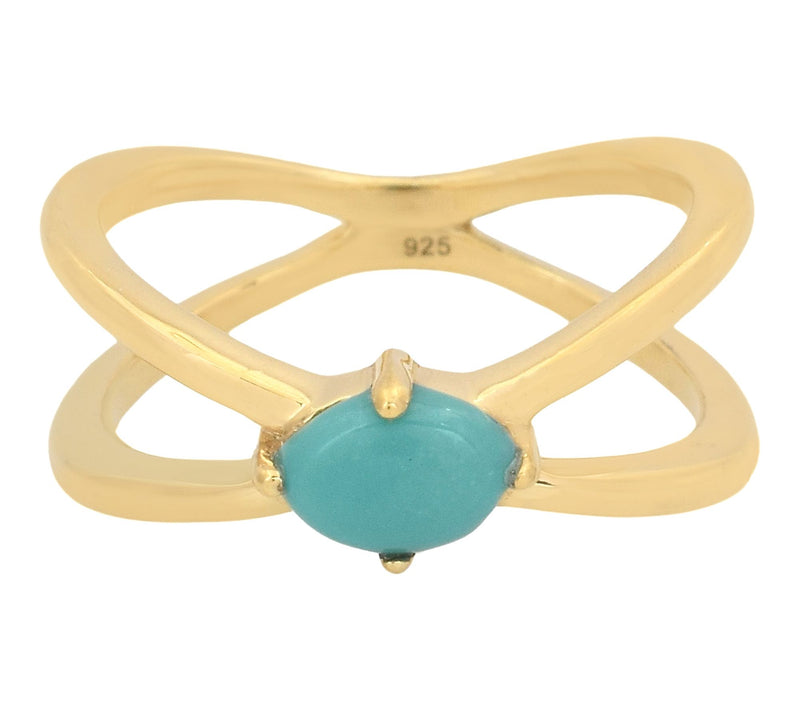 Affinity Gems Sleeping Beauty Turquoise Ring, 14K Gold Plated — View 3
