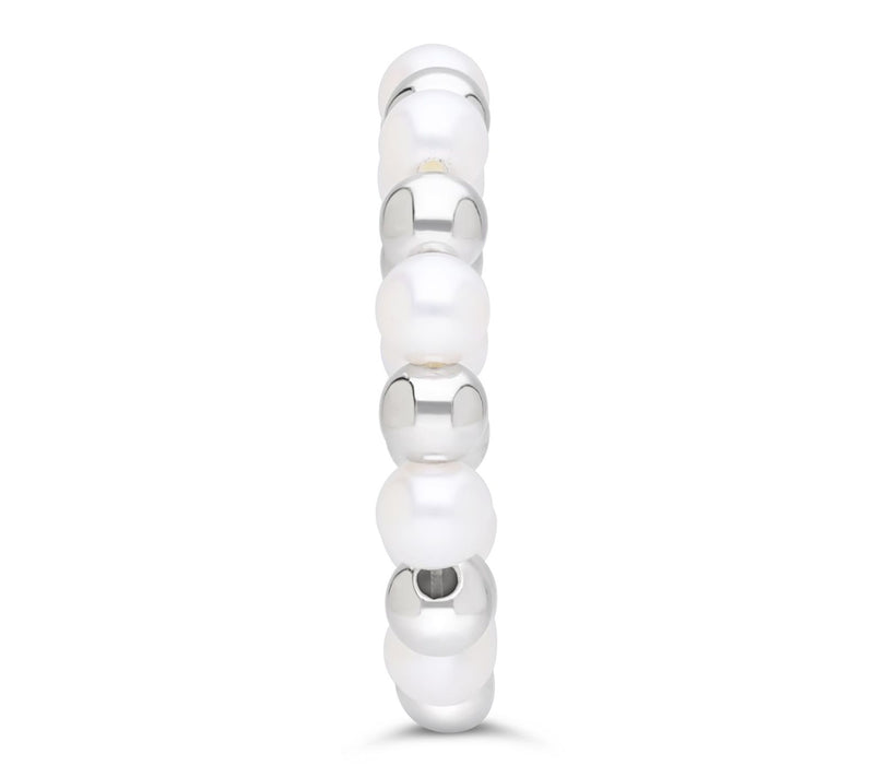 Elyse Ryan Sterling Silver Bead & Cultured Pearl Ring — View 3