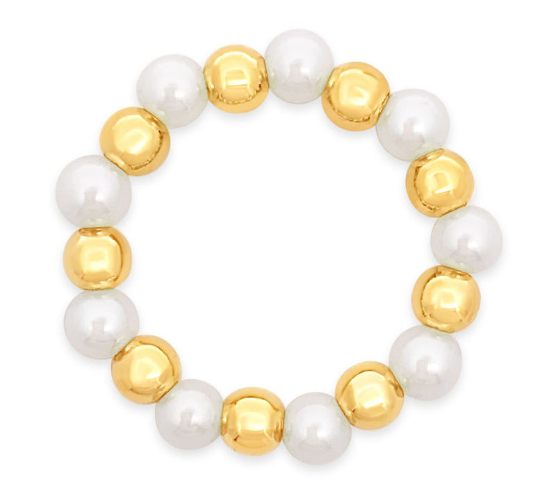Elyse Ryan14K Gold Clad Bead & Cultured Pearl Ring — View 2