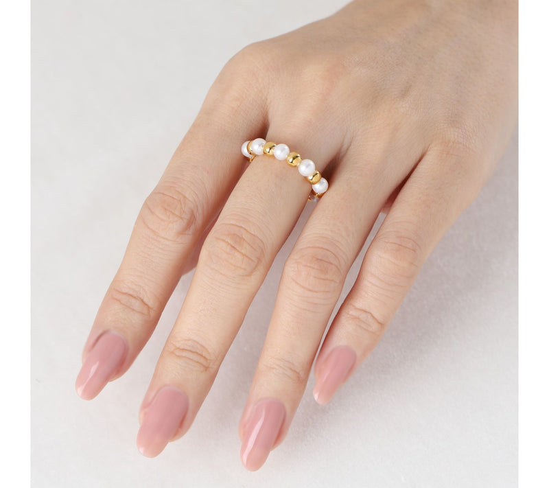 Elyse Ryan14K Gold Clad Bead & Cultured Pearl Ring — View 4