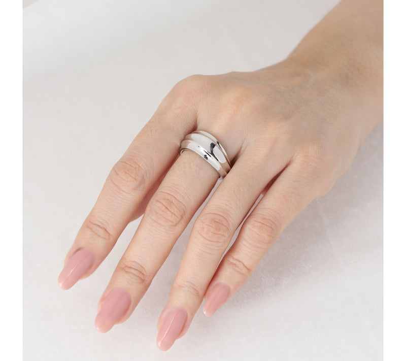 Ariva Sterling Silver Polished Curved Band Ring — View 5