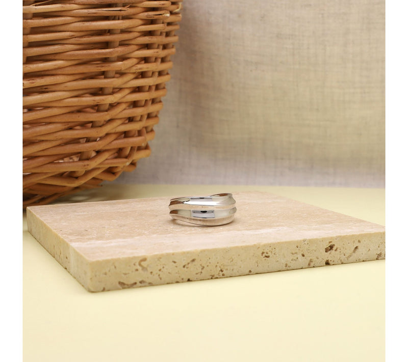 Ariva Sterling Silver Polished Curved Band Ring — View 4