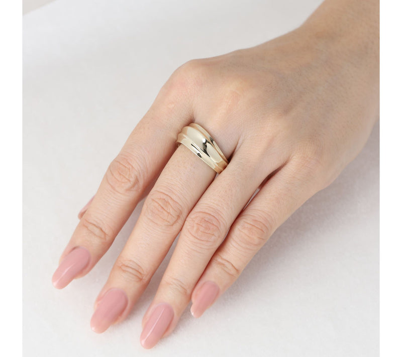 Ariva 18K Gold Clad Polished Curved Band Ring — View 5