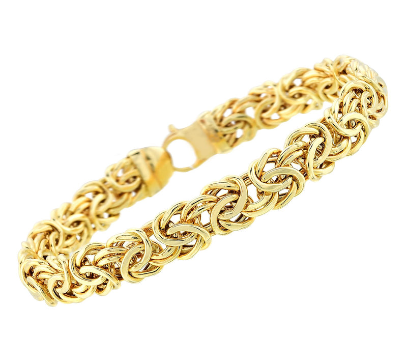 Adorna 14K Gold 8mm Byzantine Chain 7-1/2" Bracelet, 7.20g — Main view