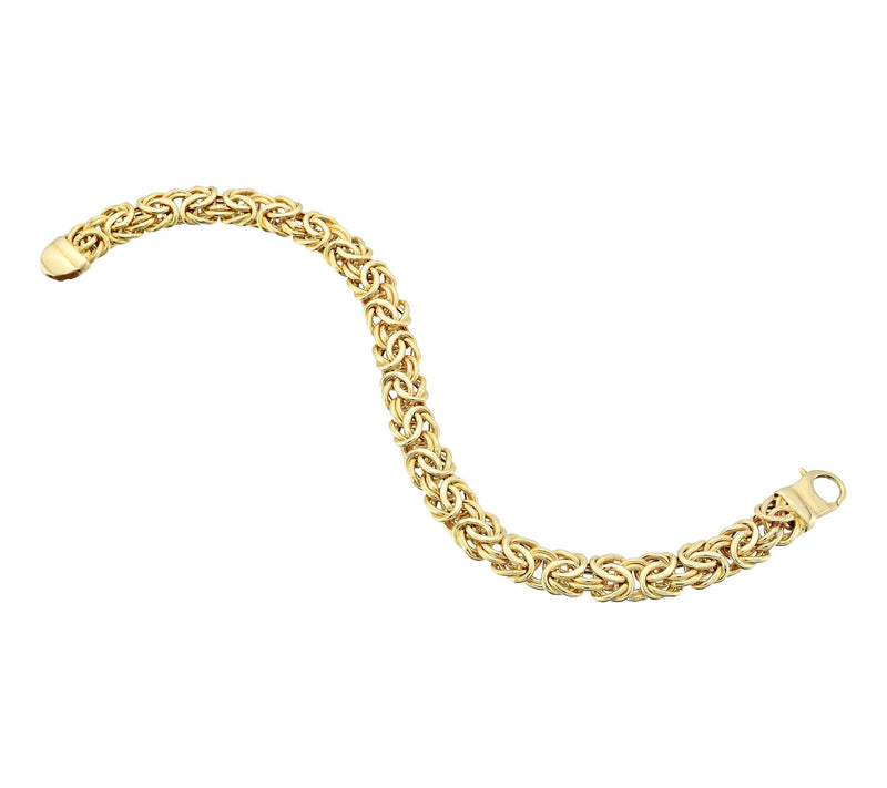 Adorna 14K Gold 8mm Domed Byzantine Chain 8" Bracelet, 7.70g — View 3