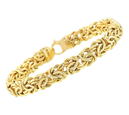 Adorna 14K Gold 8mm Domed Byzantine Chain 8" Bracelet, 7.70g