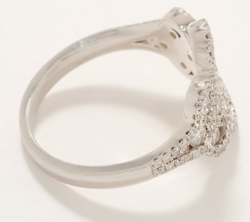 Affinity Diamonds Scalloped Trim 1.00 cttw Ring, 14K White Gold — View 2
