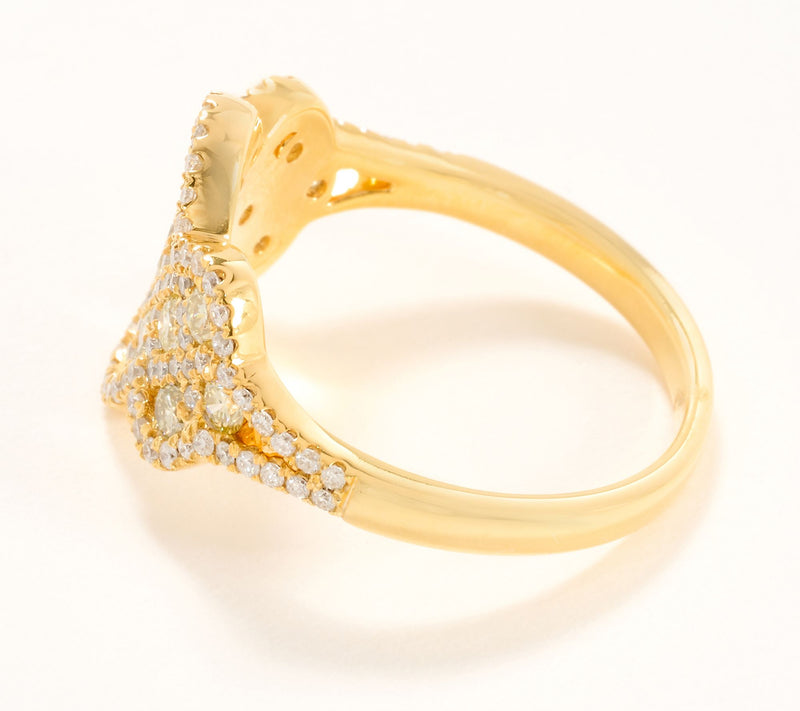 Affinity Diamonds Scalloped Trim 1.00 cttw Ring, 14K Yellow Gold — View 2