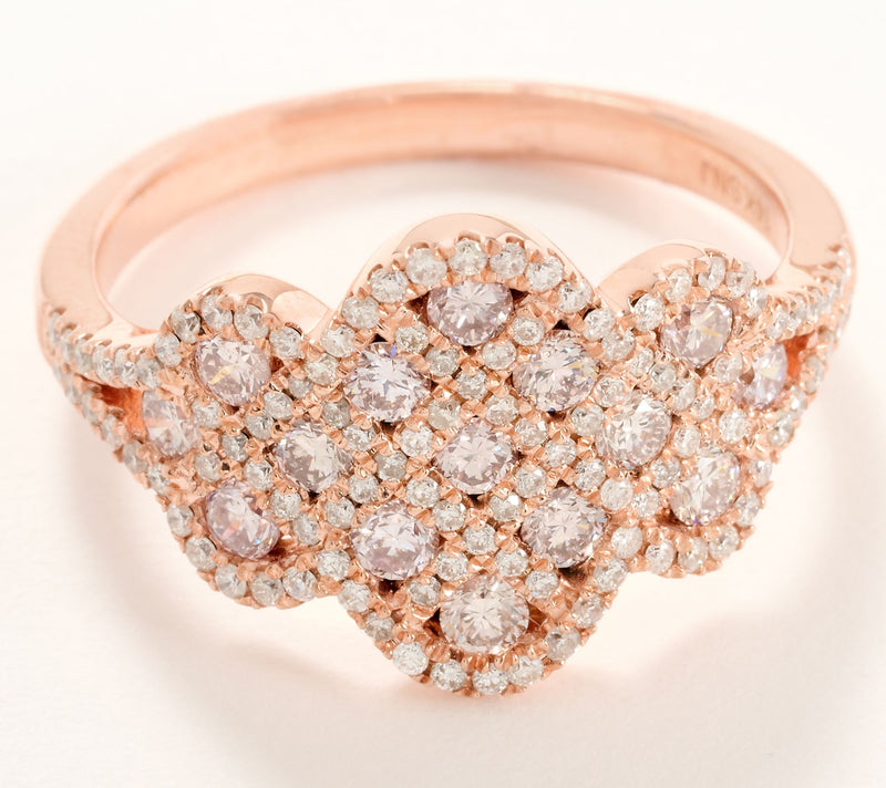 Affinity Diamonds Scalloped Trim 1.00 cttw Ring, 14K Rose Gold — Main view