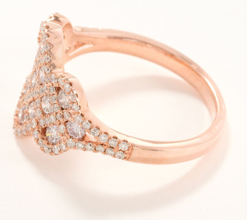 Affinity Diamonds Scalloped Trim 1.00 cttw Ring, 14K Rose Gold — View 2