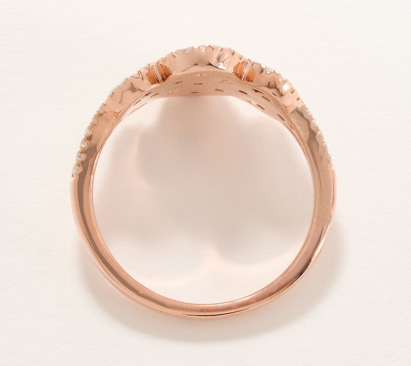 Affinity Diamonds Scalloped Trim 1.00 cttw Ring, 14K Rose Gold — View 3