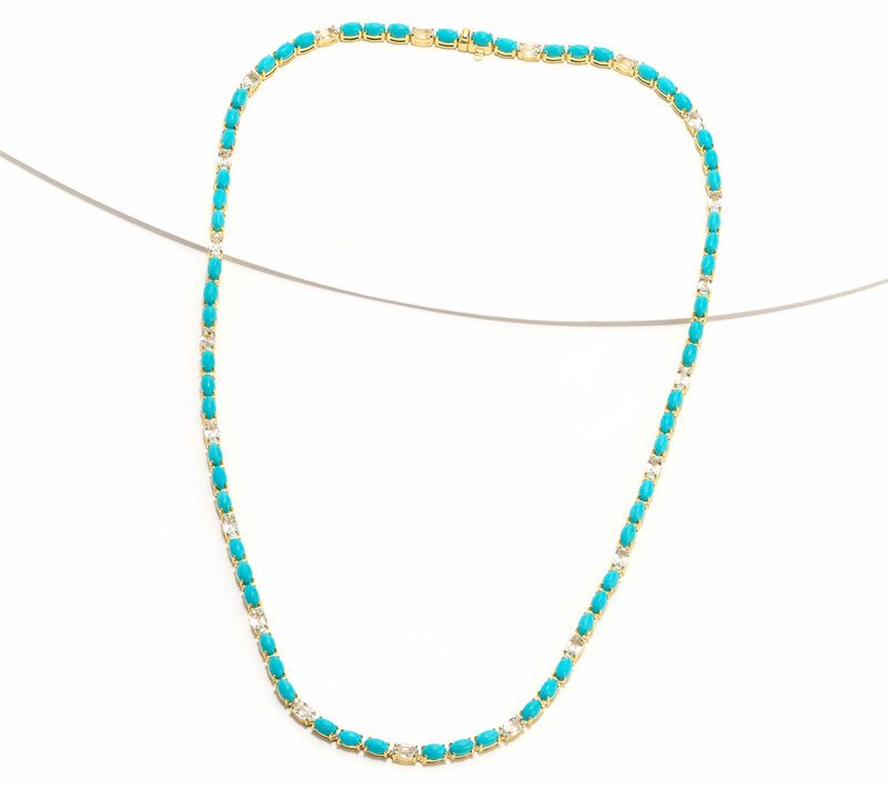 Affinity Gems 18" Sleeping Beauty Oval Tennis Necklace Sterling Silver — View 2