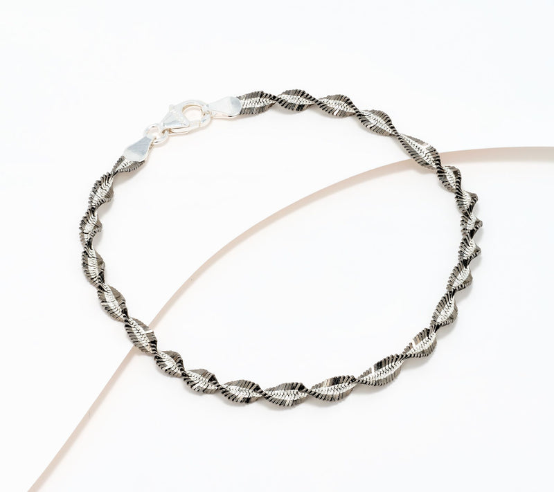 David Markstein Sterling Silver Debut Twisted Herringbone Bracelet — View 15