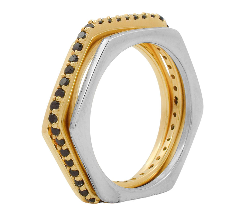 Affinity Gems Black Spinel Band Ring Set, Sterling Silver — View 4