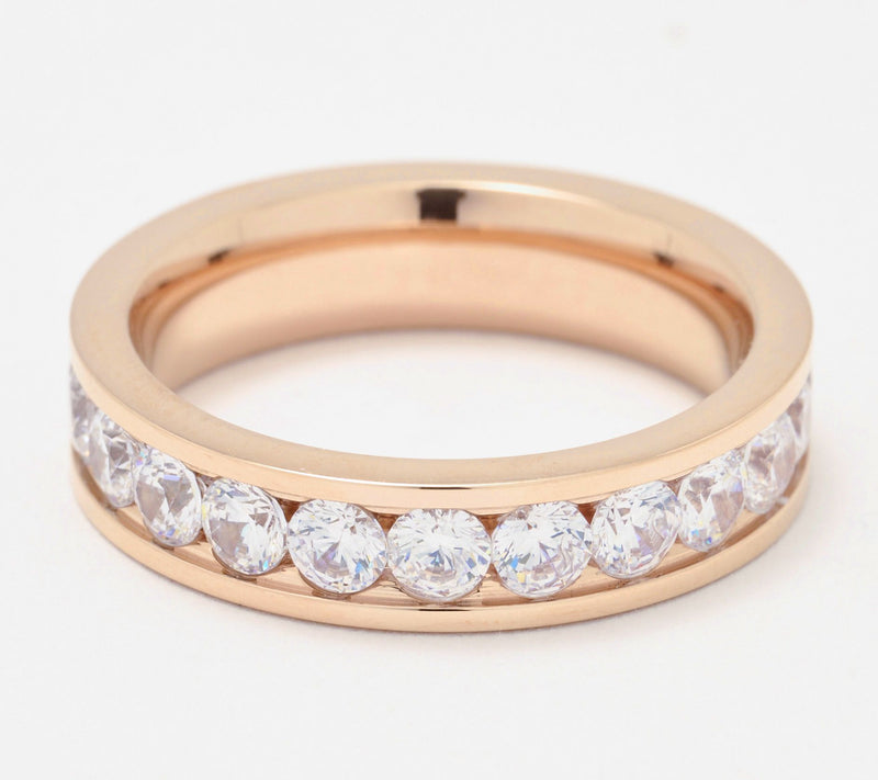 Steel by Diamonique Round-Cut Eternity Band Ring — View 5