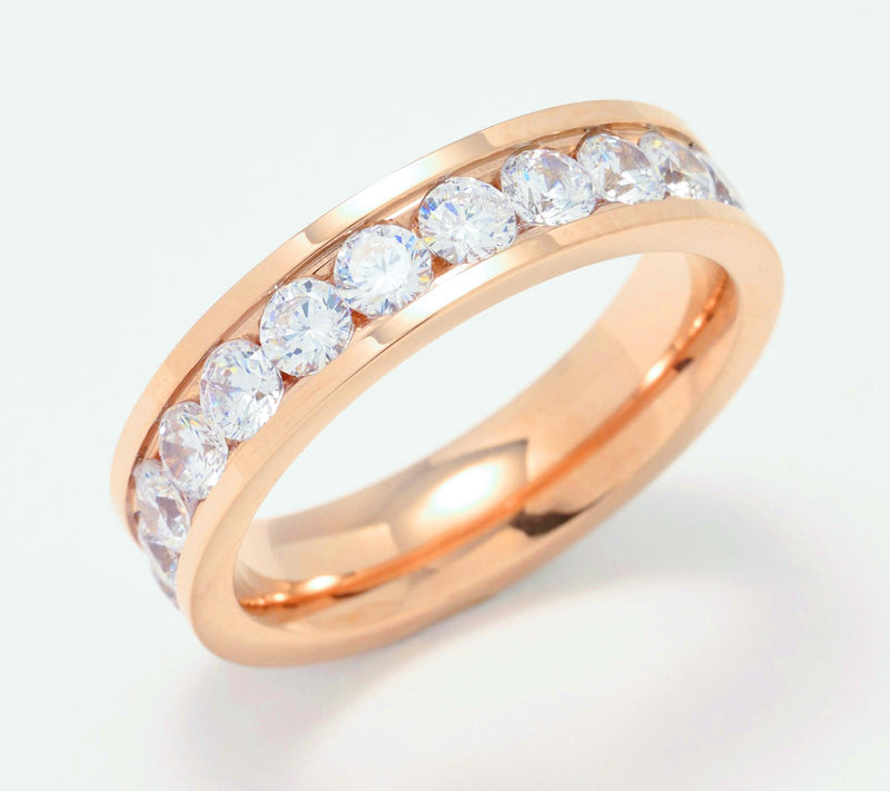 Steel by Diamonique Round-Cut Eternity Band Ring — View 3