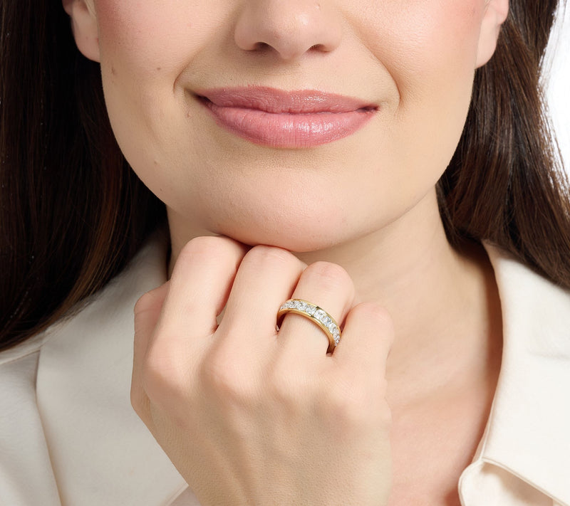 Steel by Diamonique Asscher-Cut Eternity Band Ring — View 5