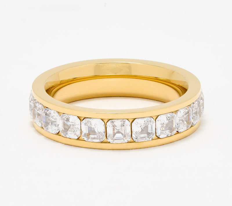 Steel by Diamonique Asscher-Cut Eternity Band Ring — Main view