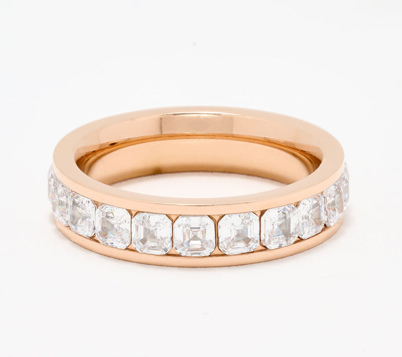 Steel by Diamonique Asscher-Cut Eternity Band Ring — View 10