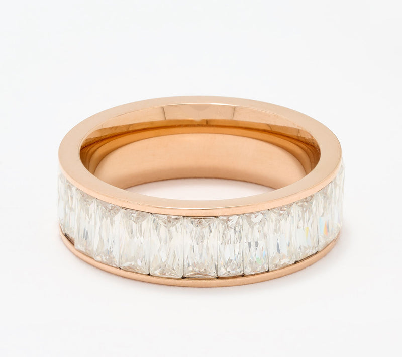 Steel by Diamonique Baguette-Cut Eternity Band Ring — Main view