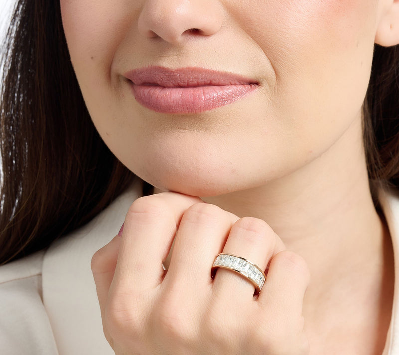 Steel by Diamonique Baguette-Cut Eternity Band Ring — View 5