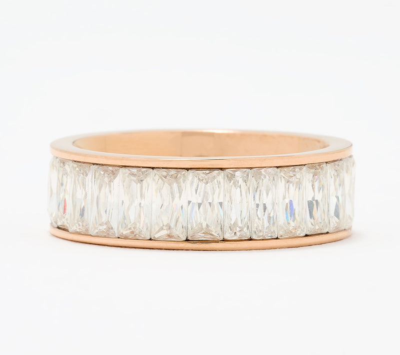 Steel by Diamonique Baguette-Cut Eternity Band Ring — View 3