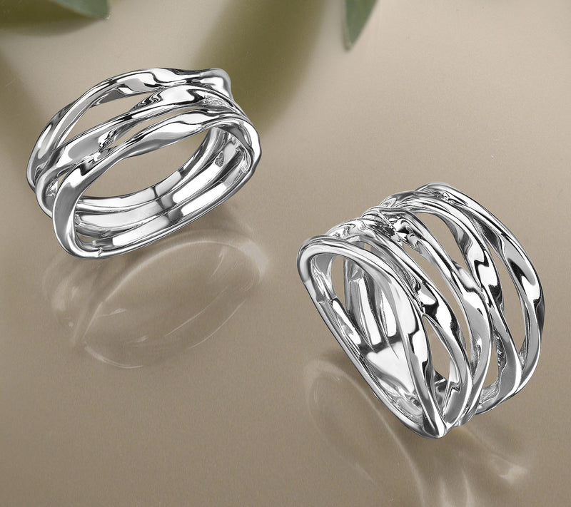 Christian James by Scott Grimes Sterling Silver 3 Band Ripple Ring — View 5