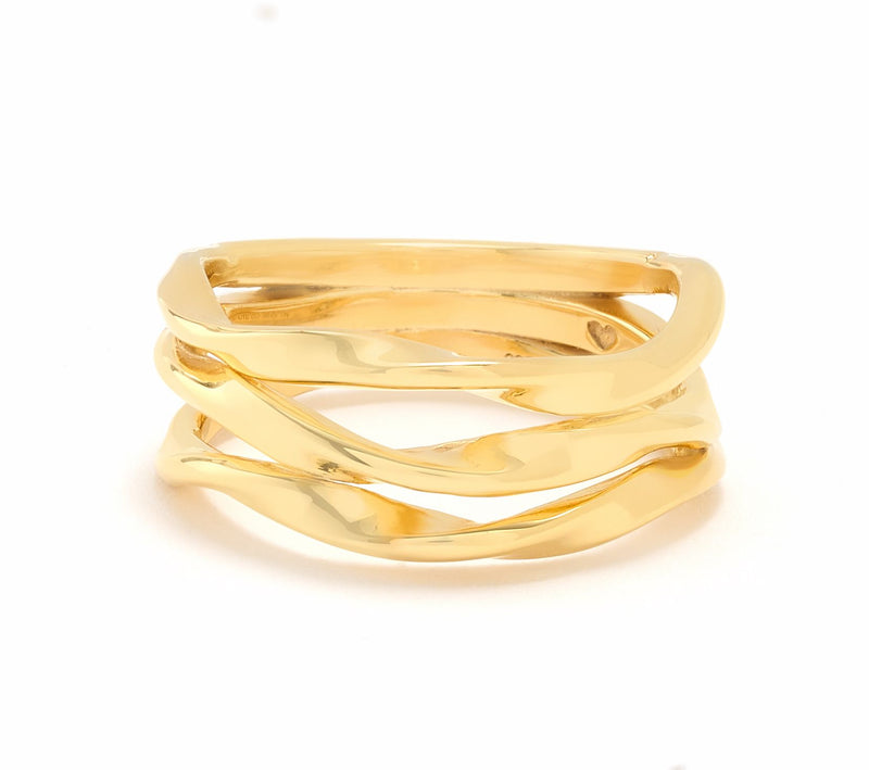 Christian James by Scott Grimes 14K Gold Clad 3 Band Ripple Ring — Main view