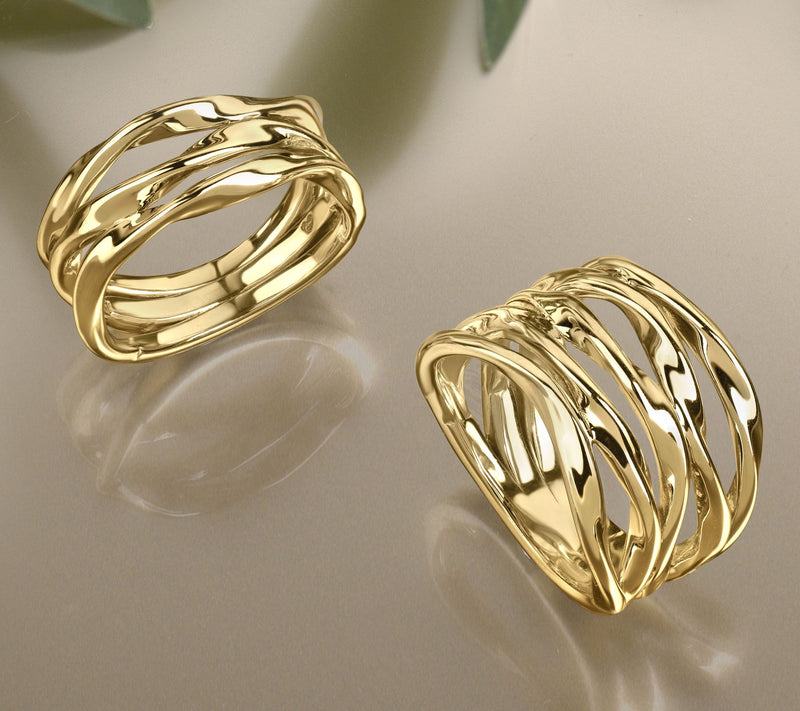 Christian James by Scott Grimes 14K Clad Gold 5 Band Ripple Ring — View 6
