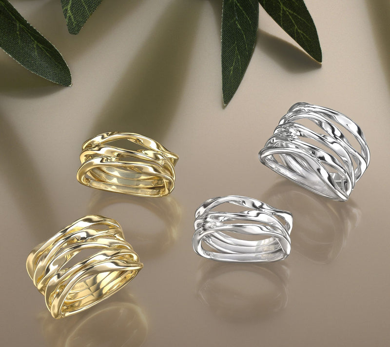 Christian James by Scott Grimes 14K Clad Gold 5 Band Ripple Ring — View 3