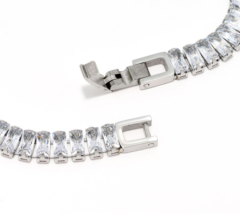 Steel by Diamonique Baguette Cut Tennis Bracelet — View 2