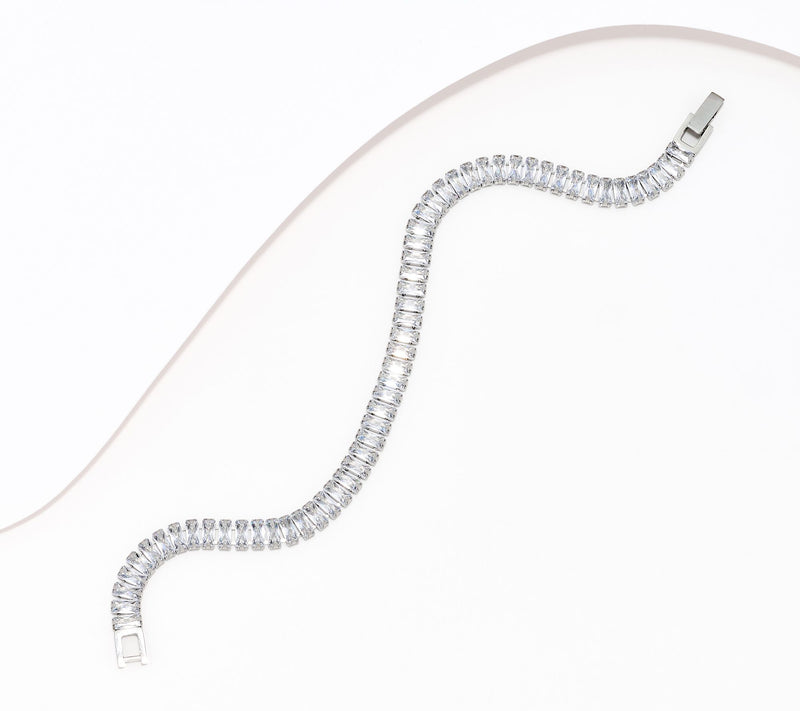 Steel by Diamonique Baguette Cut Tennis Bracelet — View 7