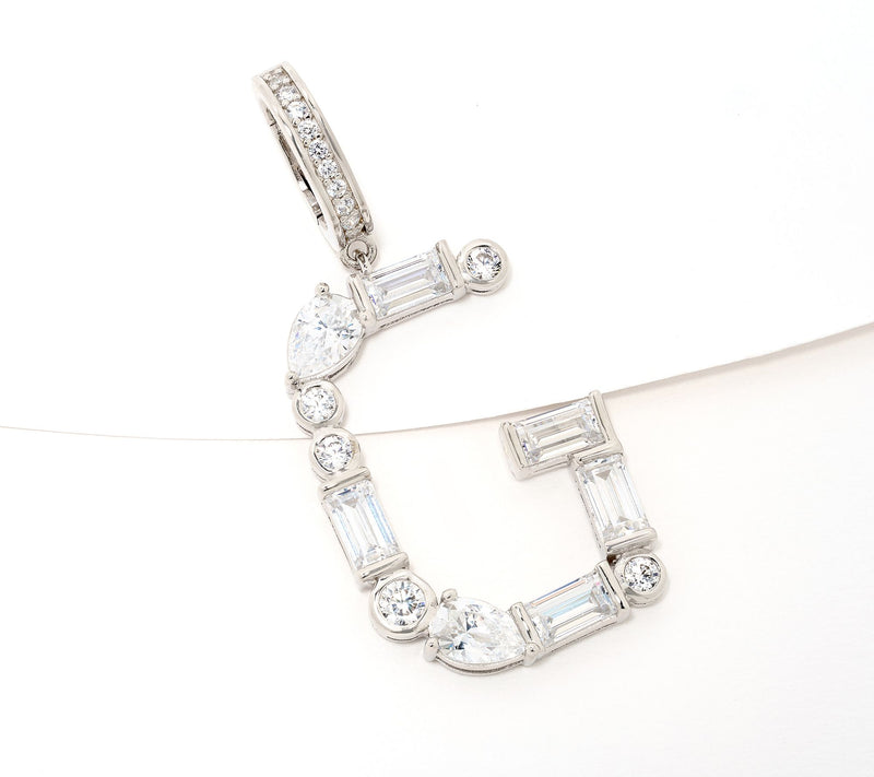 Diamonique x Lulu Frost Initial Charm Enhancer, Sterling Silver — Main view
