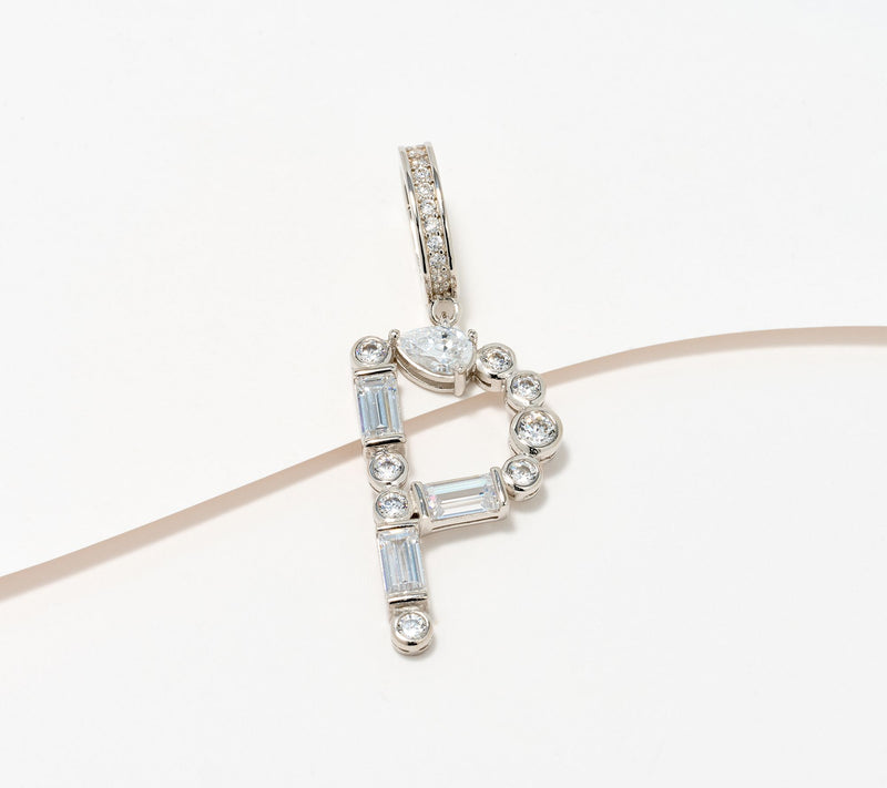 Diamonique x Lulu Frost Initial Charm Enhancer, Sterling Silver — View 45