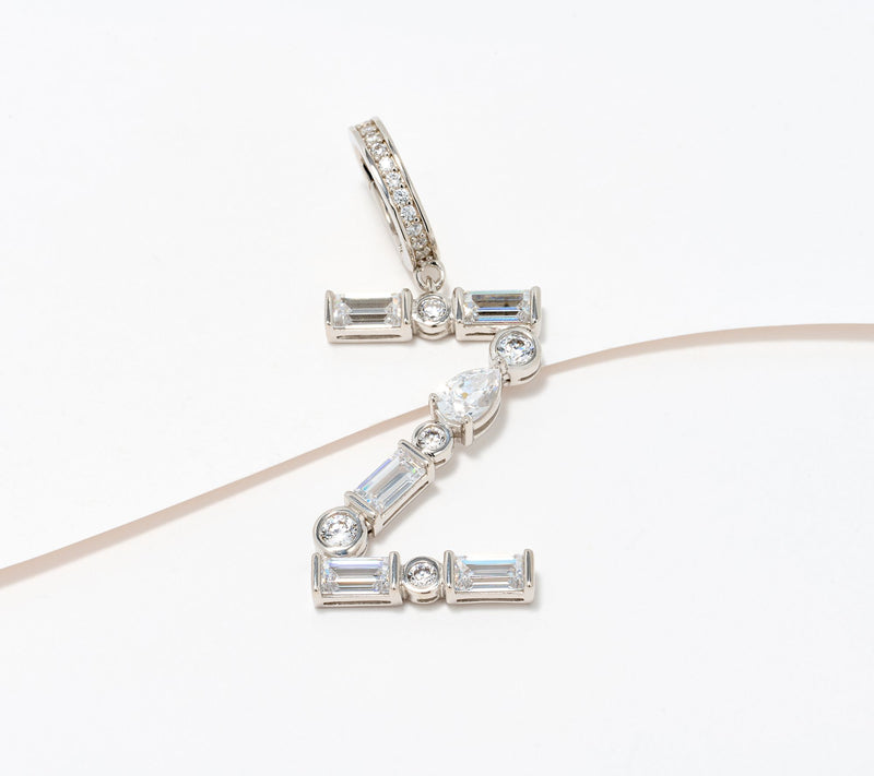 Diamonique x Lulu Frost Initial Charm Enhancer, Sterling Silver — View 55