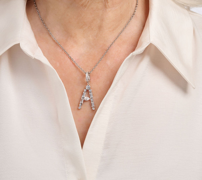 Diamonique x Lulu Frost Initial Charm Enhancer, Sterling Silver — View 4