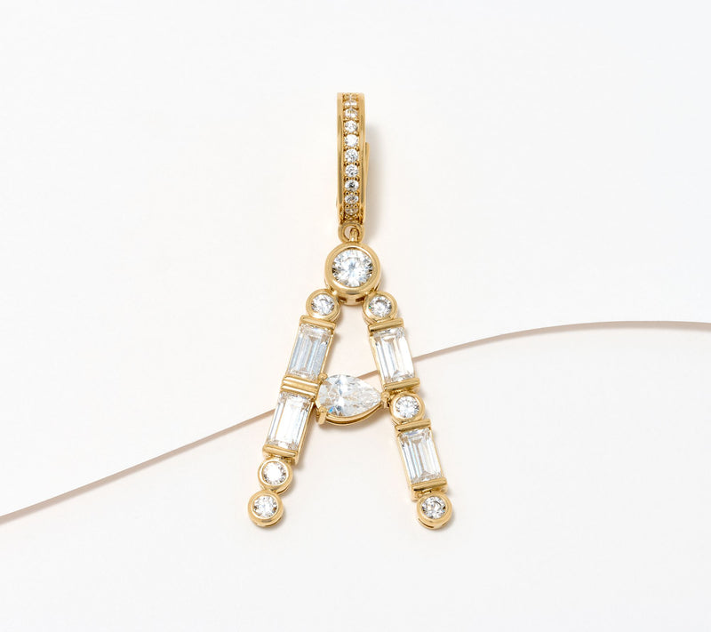 Diamonique x Lulu Frost Initial Charm Enhancer, 14K Plated — View 23