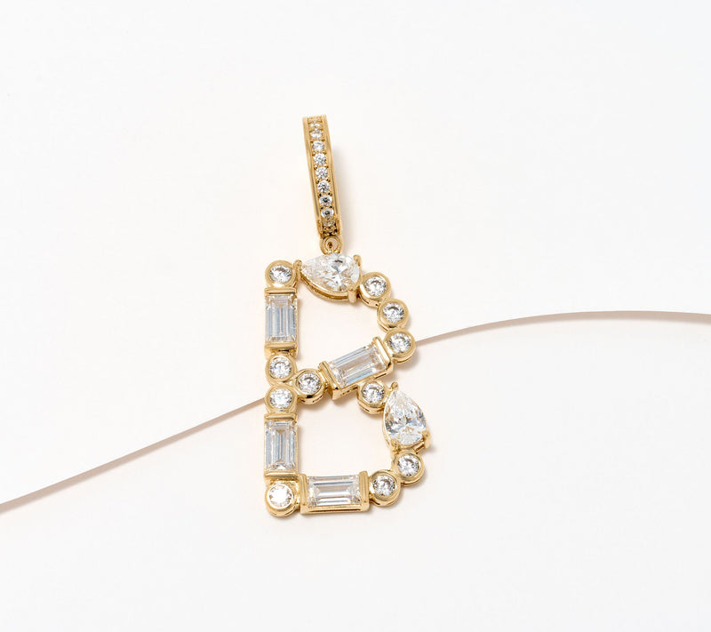 Diamonique x Lulu Frost Initial Charm Enhancer, 14K Plated — View 24