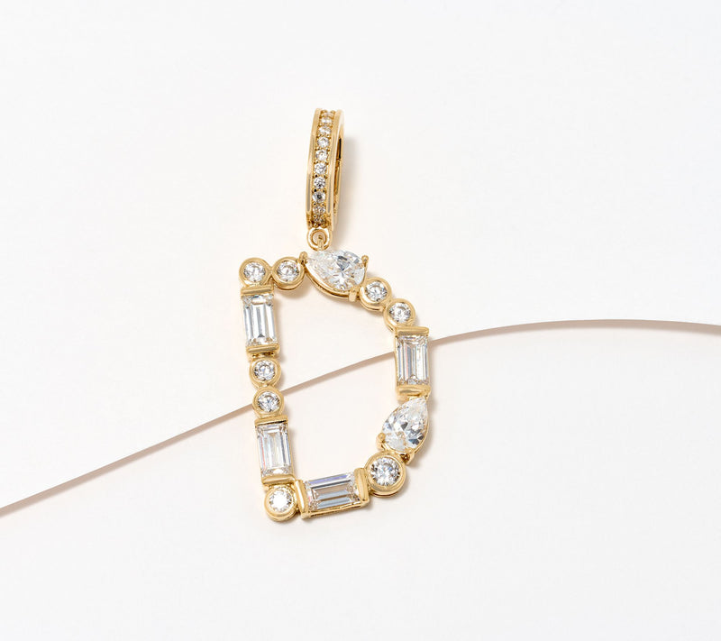 Diamonique x Lulu Frost Initial Charm Enhancer, 14K Plated — View 26