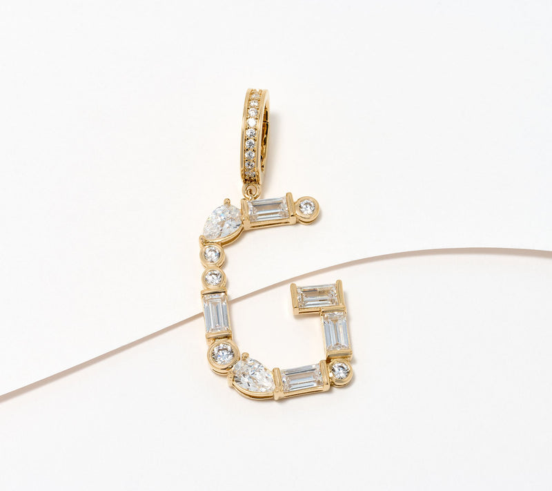 Diamonique x Lulu Frost Initial Charm Enhancer, 14K Plated — View 28
