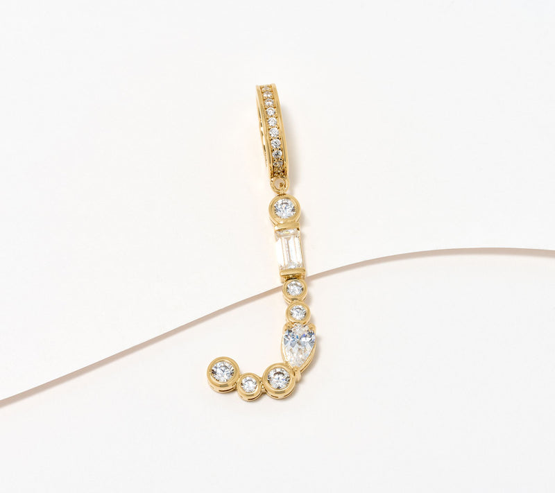 Diamonique x Lulu Frost Initial Charm Enhancer, 14K Plated — View 29