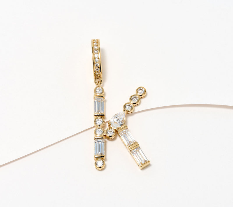 Diamonique x Lulu Frost Initial Charm Enhancer, 14K Plated — View 30