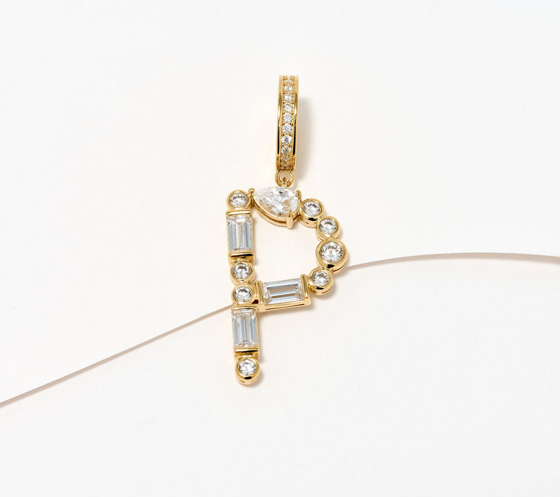 Diamonique x Lulu Frost Initial Charm Enhancer, 14K Plated — View 33
