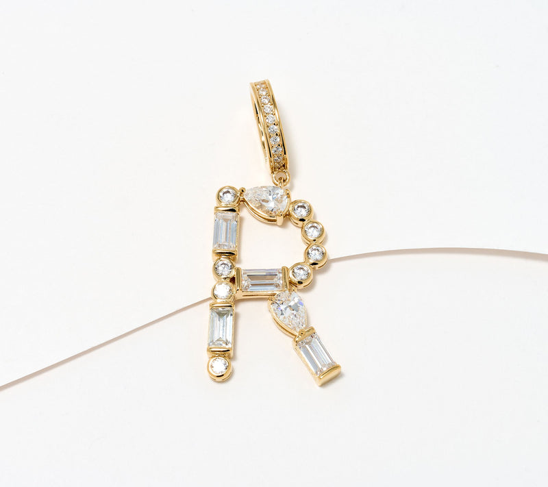 Diamonique x Lulu Frost Initial Charm Enhancer, 14K Plated — View 34
