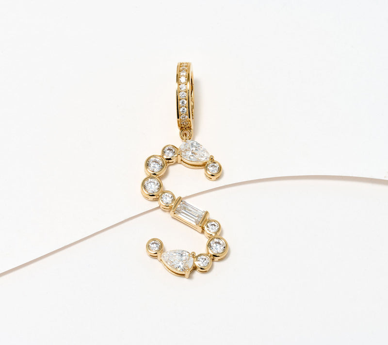 Diamonique x Lulu Frost Initial Charm Enhancer, 14K Plated — View 35