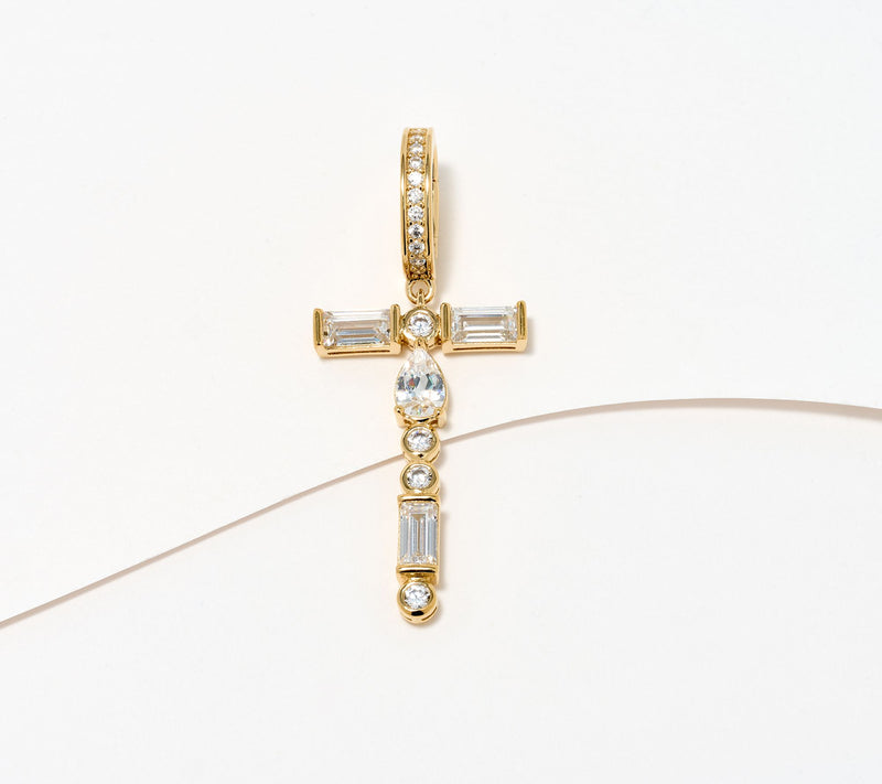 Diamonique x Lulu Frost Initial Charm Enhancer, 14K Plated — View 36