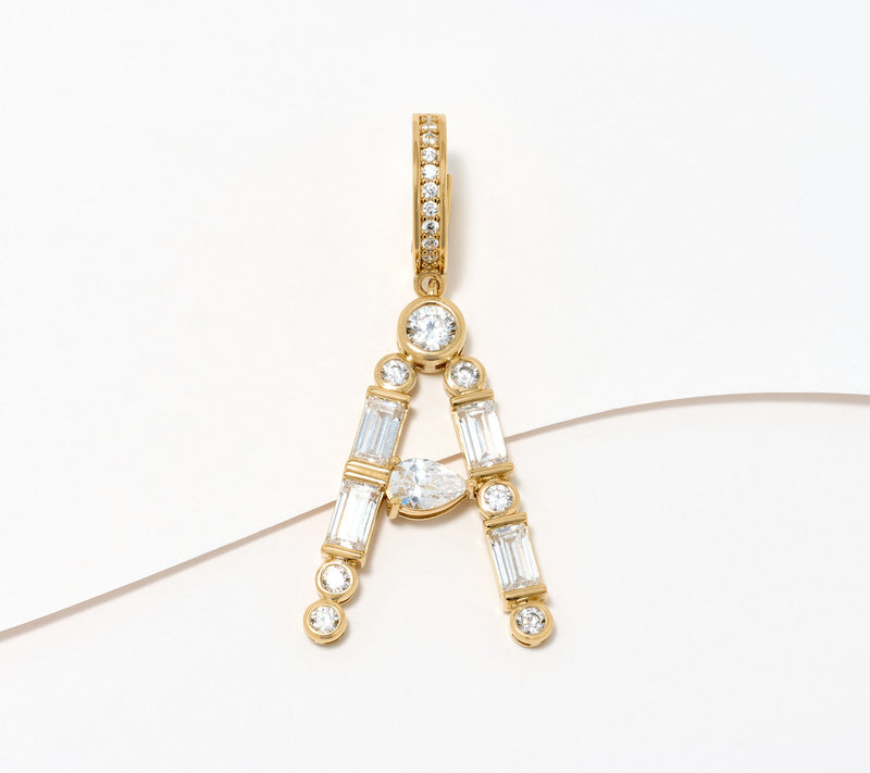 Diamonique x Lulu Frost Initial Charm Enhancer, 14K Plated — View 5
