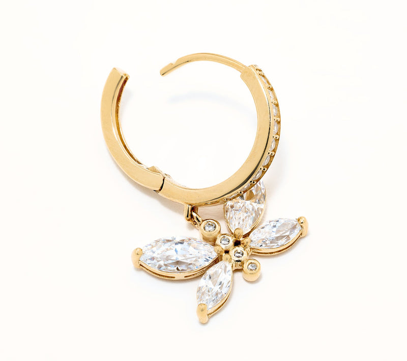 Diamonique x Lulu Frost Butterfly Hoop Earrings, Sterling Silver — View 2