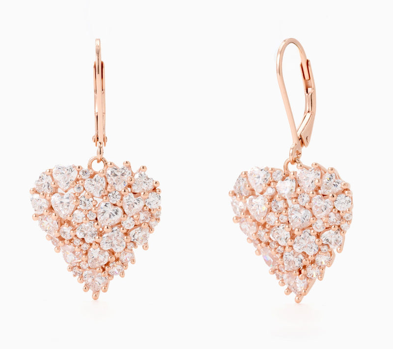 Diamonique x Lulu Frost Mixed Heart Leverback Earrings, Sterl — View 3