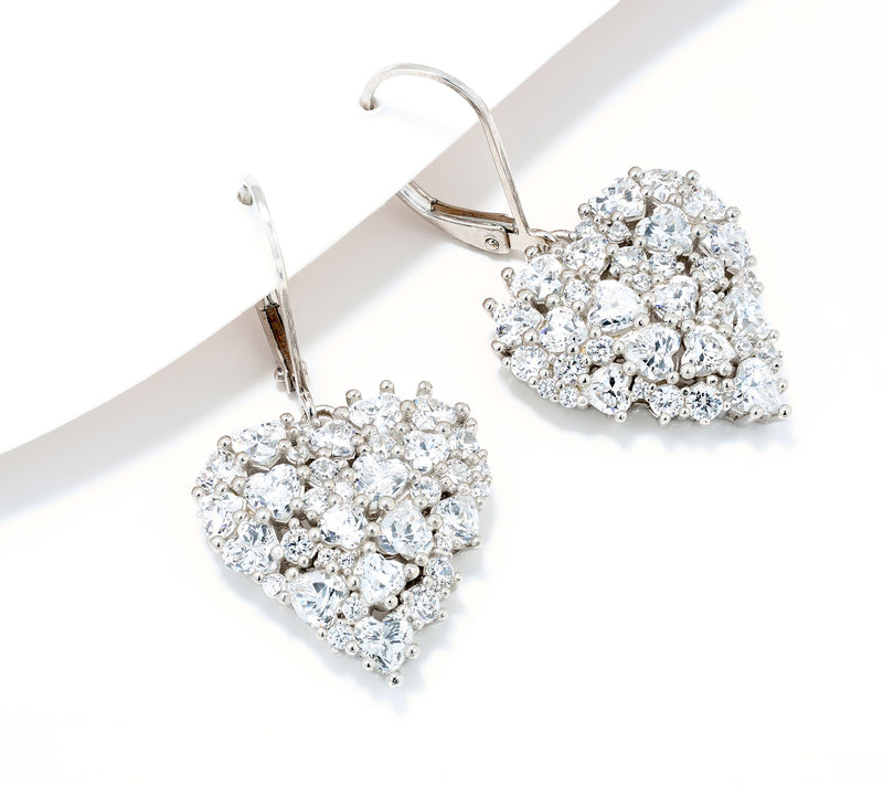 Diamonique x Lulu Frost Mixed Heart Leverback Earrings, Sterl — View 8